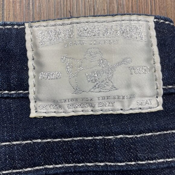 True Religion Jeans Narrow Billy Straight Flap 28x32 Women's Jeans Dark Wash USA - Picture 6 of 11